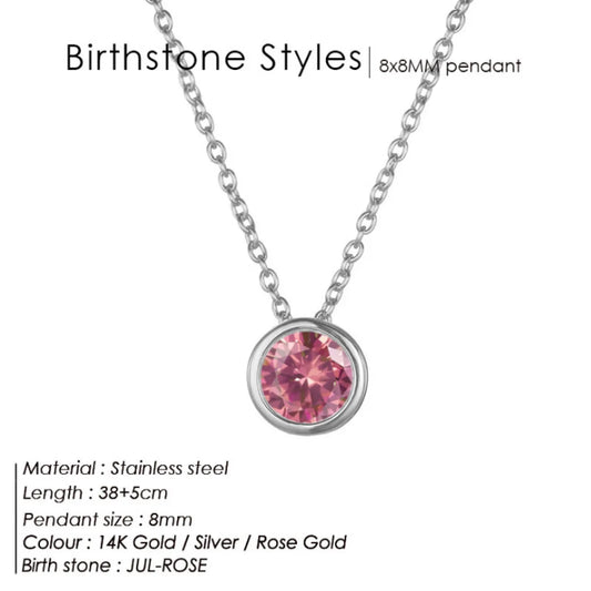 Celestial Origins | Personalized Geometric Birthstone Necklace – High-Shine Stainless Steel