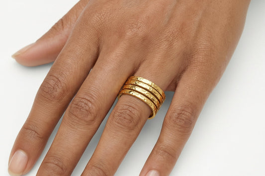 Lumina Wire | Sculptural Wrap Ring in 18K Gold & Industrial Steel