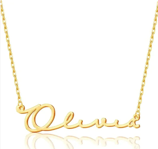 Identity Essential | Custom Name Script Necklace – 18K Gold, Rose Gold & Polished Steel