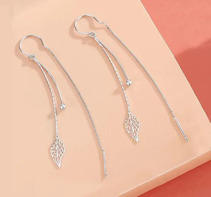 Celestial Foliage | Handcrafted S925 Sterling Silver Leaf Earline Earrings