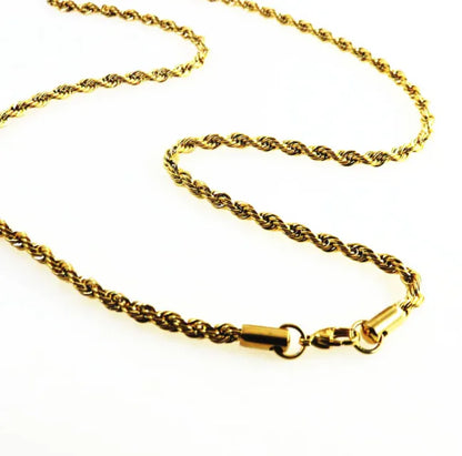 Eternal Twist | Premium Stainless Steel Rope Chain Necklace - 18K Gold Plated & Midnight Black