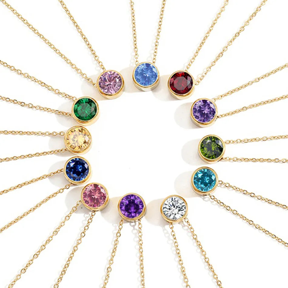 Celestial Origins | Personalized Geometric Birthstone Necklace – High-Shine Stainless Steel