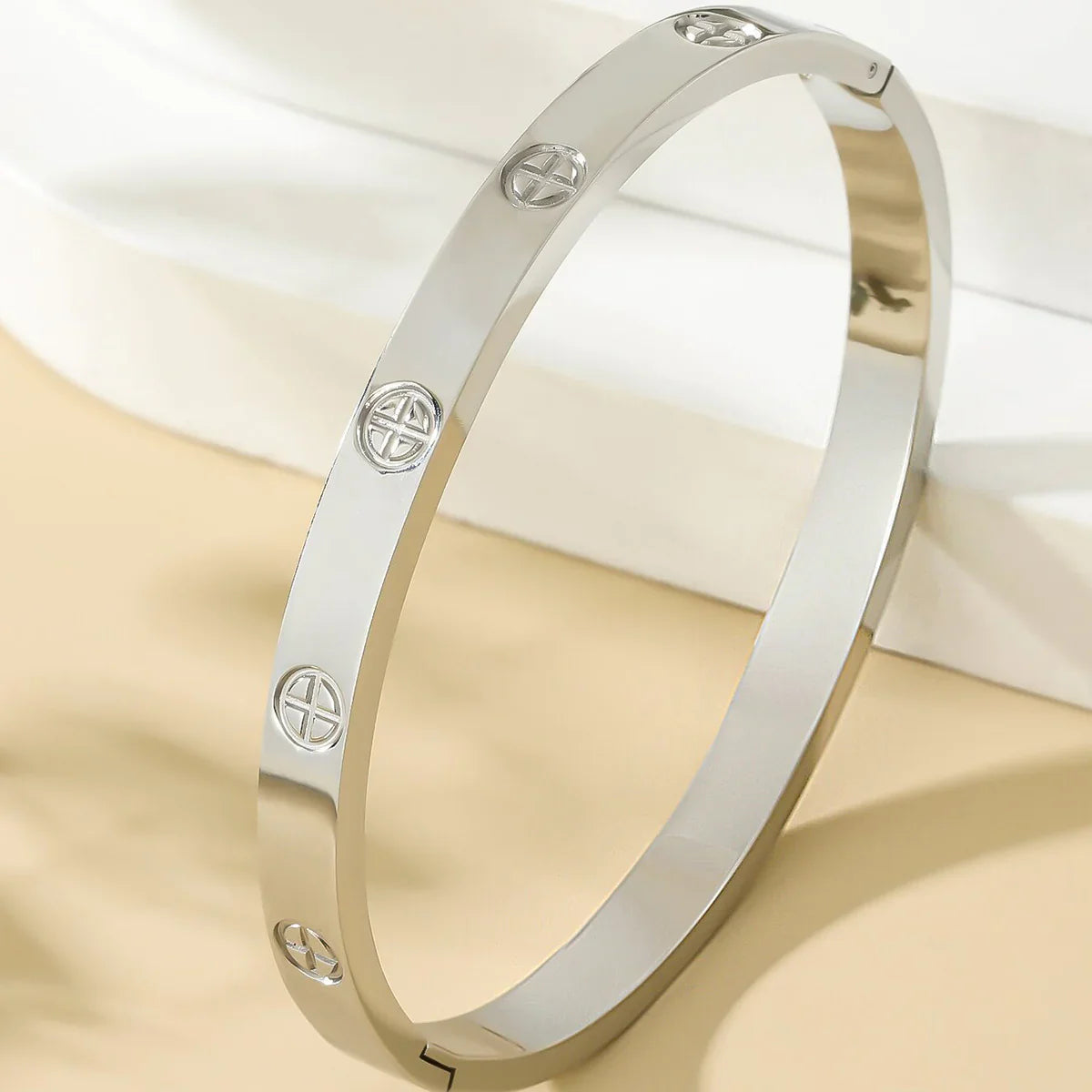 Cross Nail Bangle | Stainless Steel Statement Bracelet