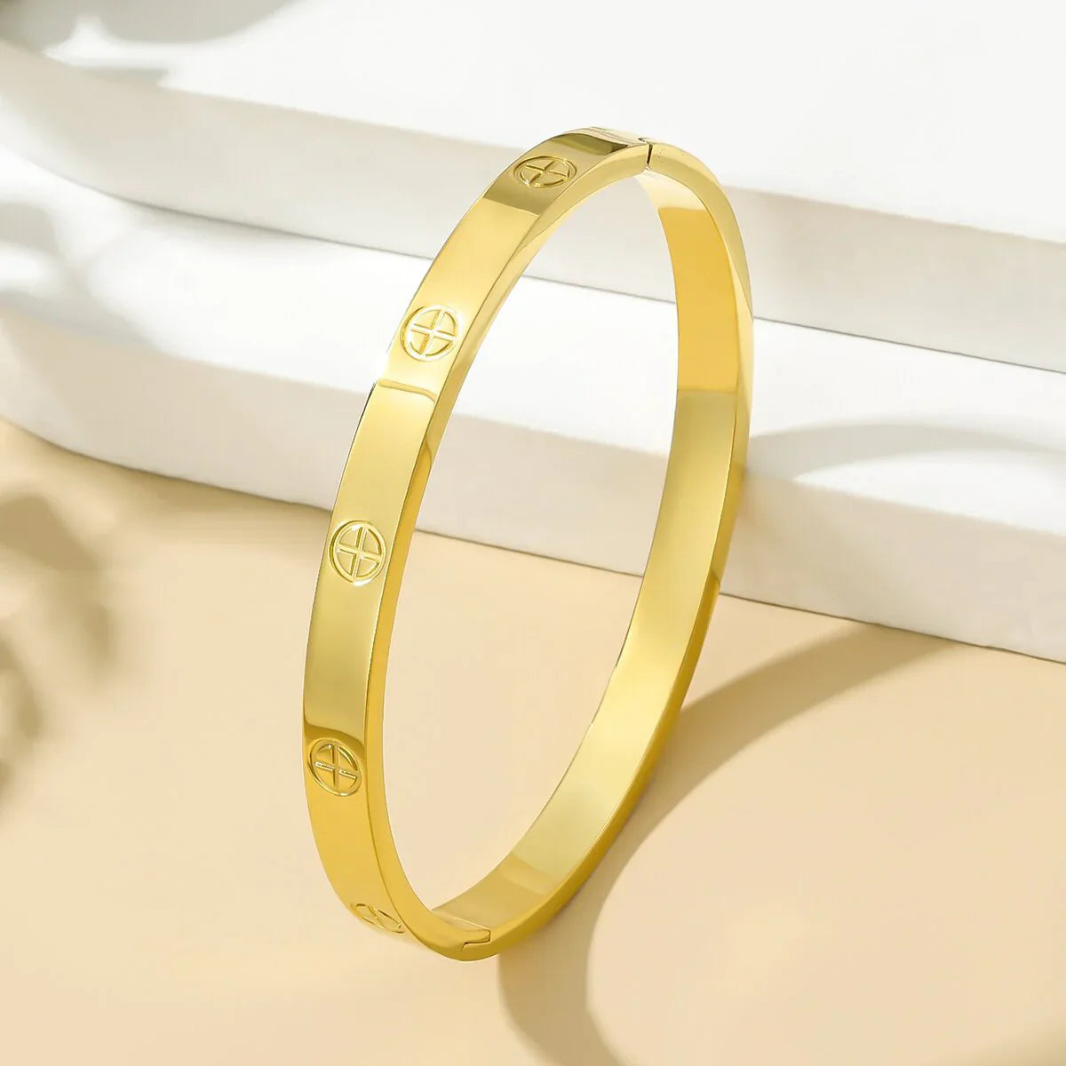 Cross Nail Bangle | Stainless Steel Statement Bracelet