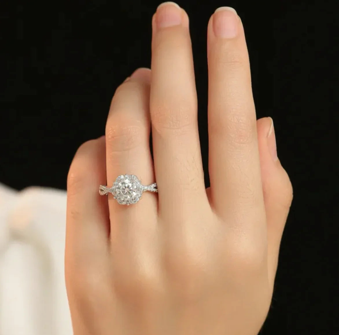 The Stellar Solitaire | Brilliant Moissanite & High-Carbon Stone Ring – S925 Sterling Silver