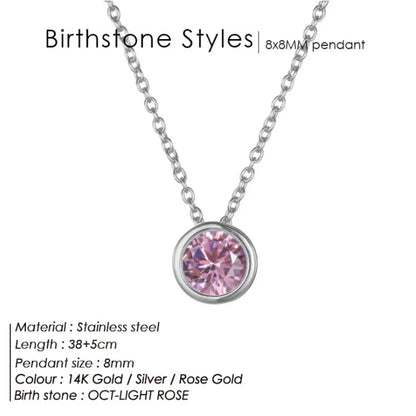 Celestial Origins | Personalized Geometric Birthstone Necklace – High-Shine Stainless Steel