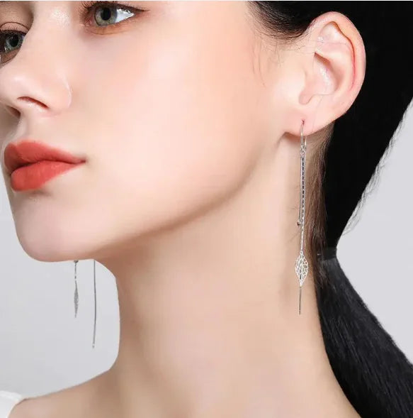 Celestial Foliage | Handcrafted S925 Sterling Silver Leaf Earline Earrings