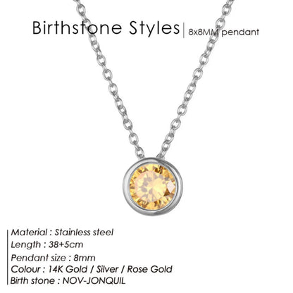 Celestial Origins | Personalized Geometric Birthstone Necklace – High-Shine Stainless Steel