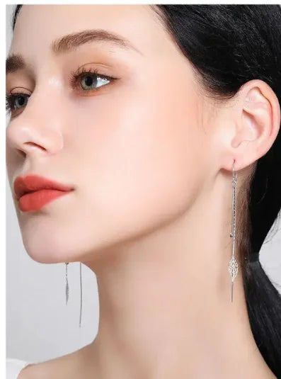 Celestial Foliage | Handcrafted S925 Sterling Silver Leaf Earline Earrings