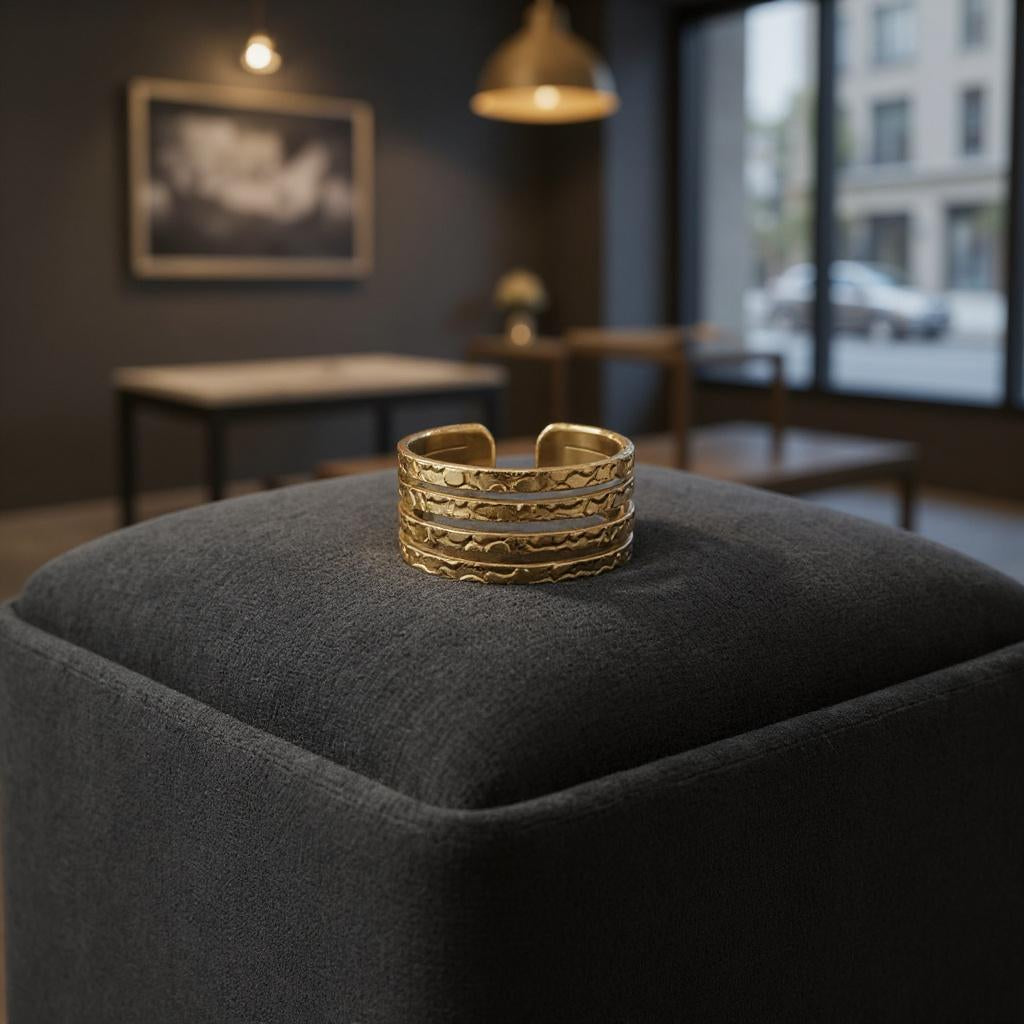 Lumina Wire | Sculptural Wrap Ring in 18K Gold & Industrial Steel