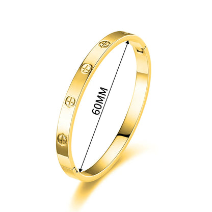Cross Nail Bangle | Stainless Steel Statement Bracelet
