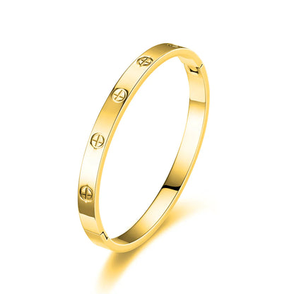 Cross Nail Bangle | Stainless Steel Statement Bracelet