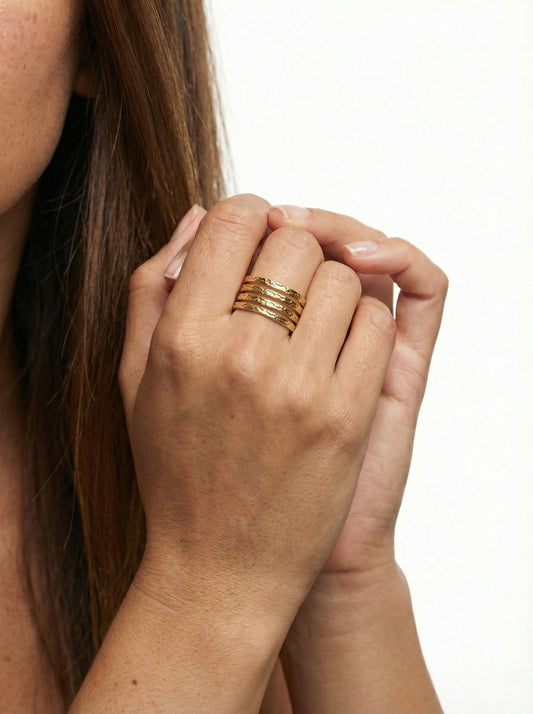 Lumina Wire | Sculptural Wrap Ring in 18K Gold & Industrial Steel