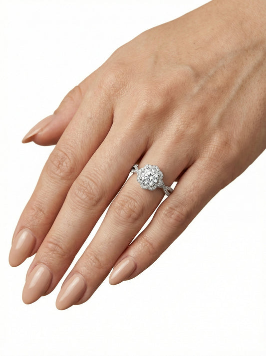 The Stellar Solitaire | Brilliant Moissanite & High-Carbon Stone Ring – S925 Sterling Silver