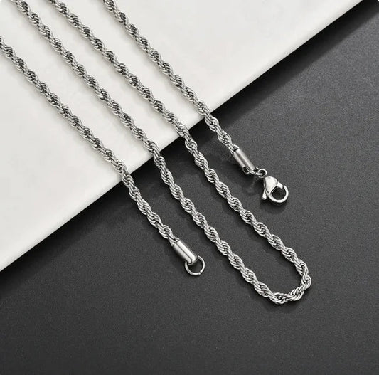 Eternal Twist | Premium Stainless Steel Rope Chain Necklace - 18K Gold Plated & Midnight Black