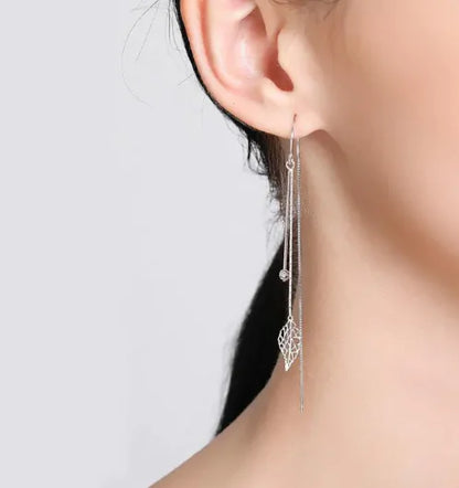 Celestial Foliage | Handcrafted S925 Sterling Silver Leaf Earline Earrings