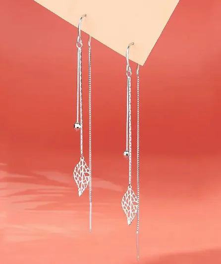 Celestial Foliage | Handcrafted S925 Sterling Silver Leaf Earline Earrings