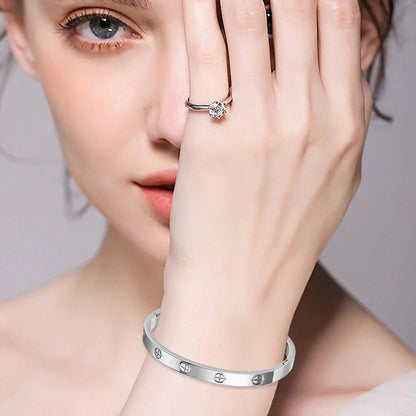 Cross Nail Bangle | Stainless Steel Statement Bracelet